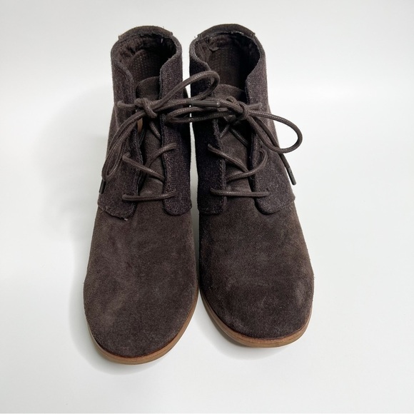 Toms Brown Suede & Fabric Rounded Lace Up Boots size 8.5 - Picture 8 of 10